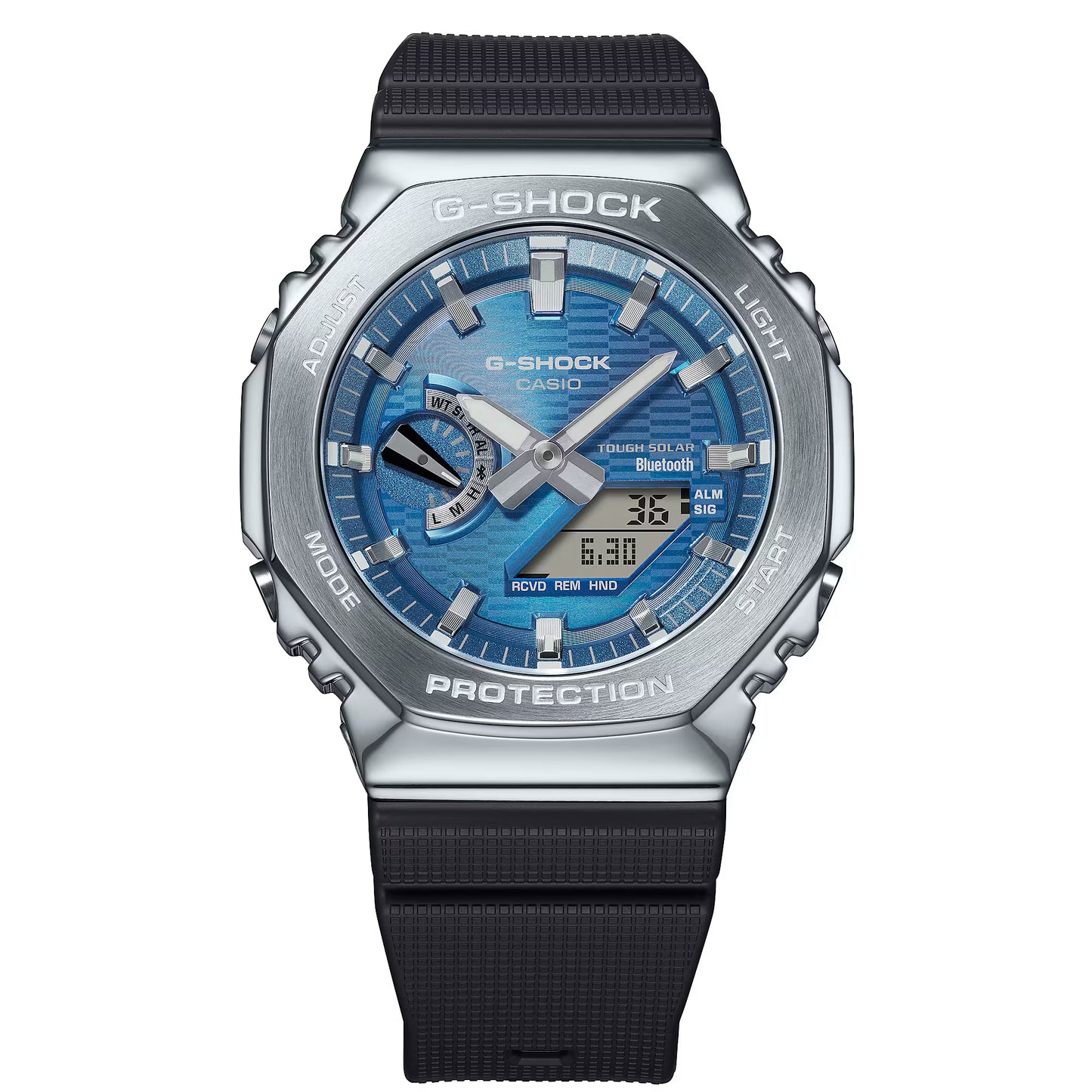 CASIO G-SHOCK GBM-2100A-2B BLUE DIAL "CASIOAK" SOLAR BLUETOOTH G-STEEL WATCH