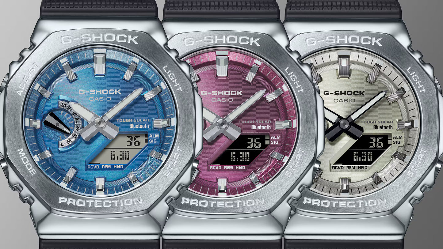 CASIO G-SHOCK GBM-2100A-2B BLUE DIAL "CASIOAK" SOLAR BLUETOOTH G-STEEL WATCH