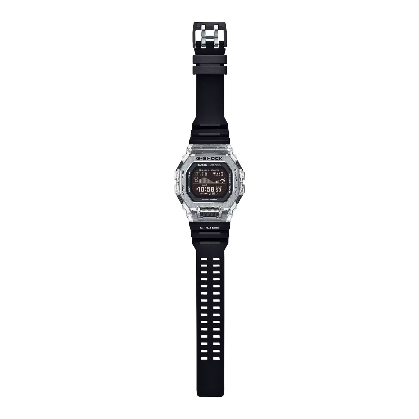 CASIO G-SHOCK GBX-100S-1 G-LIDE BLUETOOTH BLACK / TRANSPARENT DIGITAL WATCH