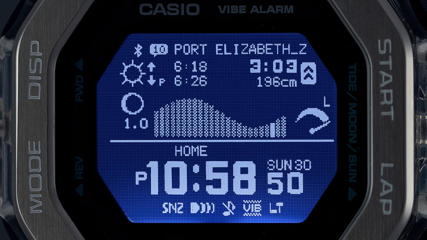 CASIO G-SHOCK GBX-100S-1 G-LIDE BLUETOOTH BLACK / TRANSPARENT DIGITAL WATCH