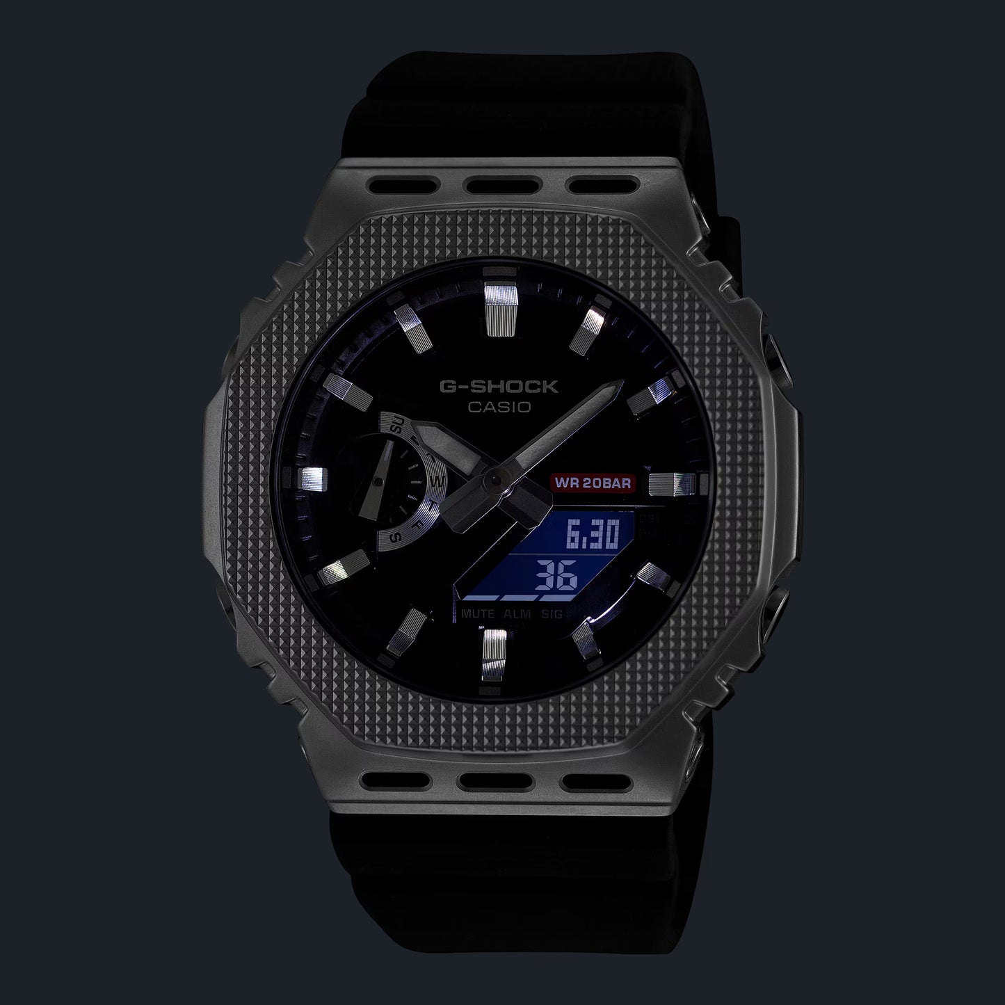 CASIO G-SHOCK GM-2100M-1A GM2100 TEXTURED STEEL BEZEL A/D WATCH