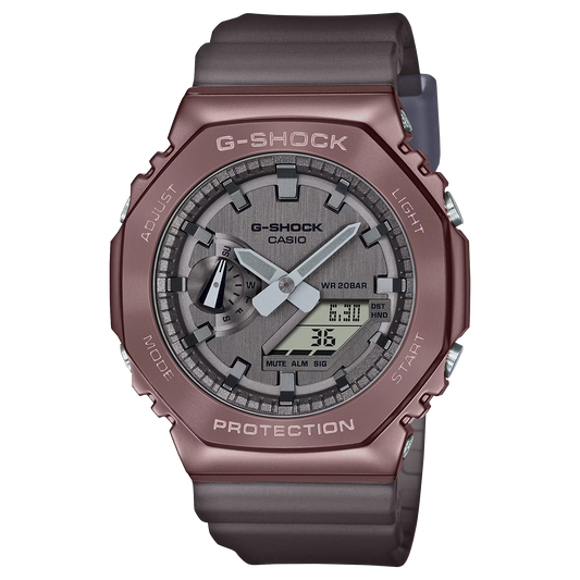 CASIO G-SHOCK GM-2100MF-5A GM2100 STEEL BEZEL BROWN A/D WATCH