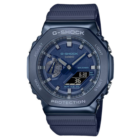 CASIO G-SHOCK GM-2100N-2A BLUE/GRAY "CASIOAK" METAL BEZEL A/D WATCH