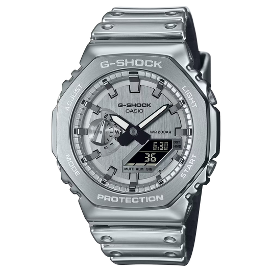 CASIO G-SHOCK GM-2100YM-8A METAL BEZEL FULL SILVER MEN'S WATCH