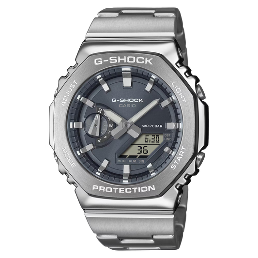 CASIO G-SHOCK GM-2110D-8A GM2110D-8A GREY DIAL STAINLESS STEEL WATCH
