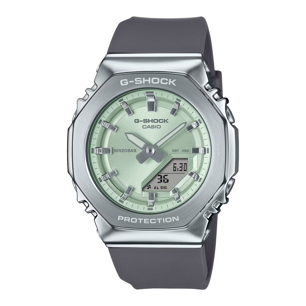 CASIO G-SHOCK GM-S2110-3A GREEN DIAL STEEL BEZEL WOMEN'S WATCH