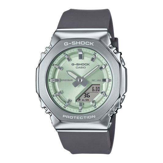 CASIO G-SHOCK GM-S2110-3A GREEN DIAL STEEL BEZEL WOMEN'S WATCH