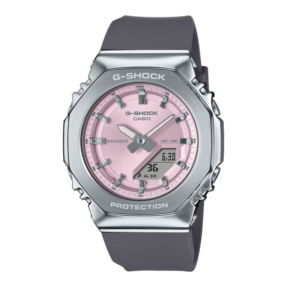 CASIO G-SHOCK GM-S2110-4A PINK DIAL STEEL BEZEL WOMEN'S WATCH