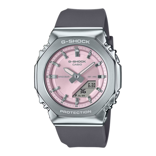 CASIO G-SHOCK GM-S2110-4A PINK DIAL STEEL BEZEL WOMEN'S WATCH