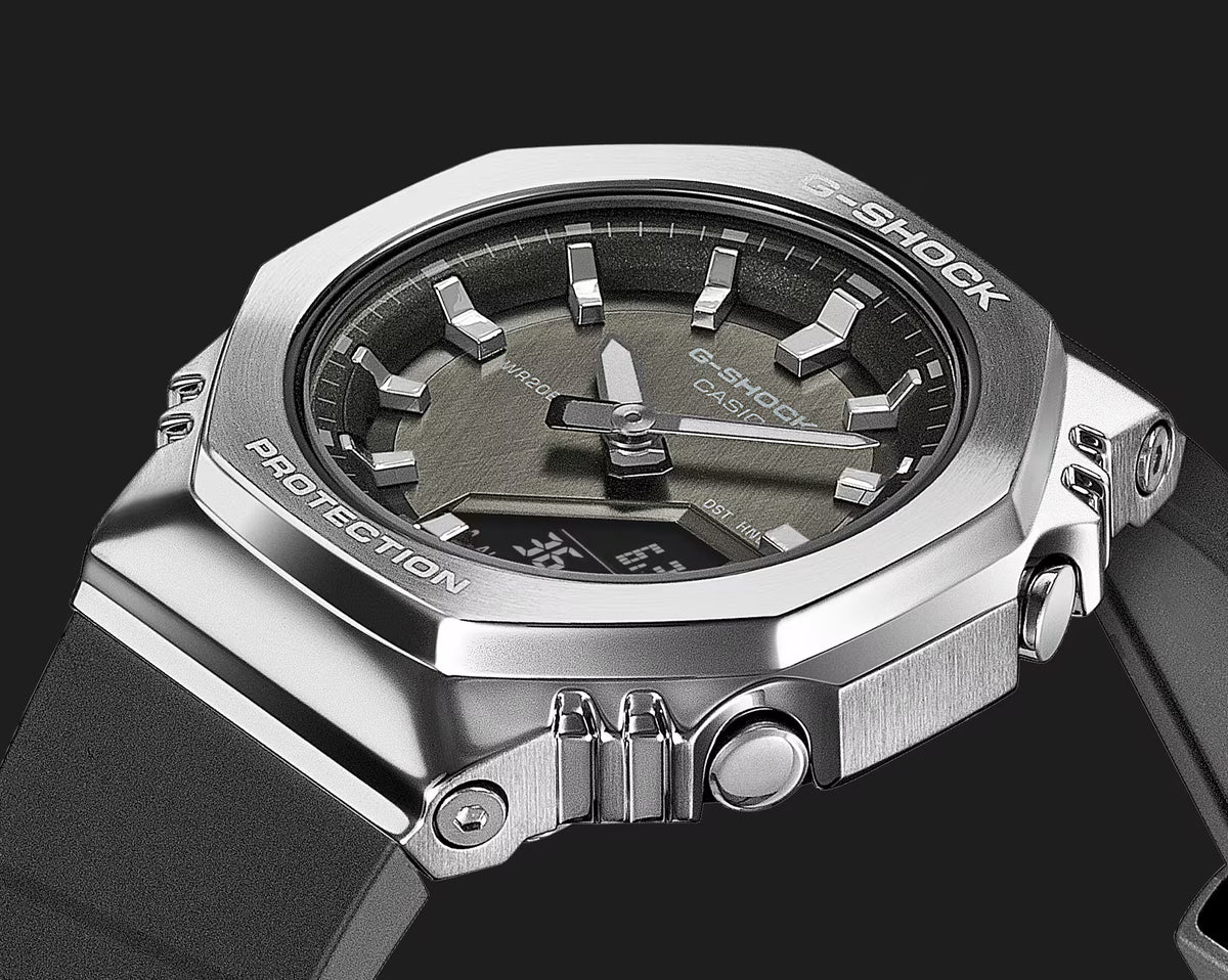CASIO G-SHOCK GM-S2110-1A1 BLACK DIAL STEEL BEZEL WOMEN'S WATCH