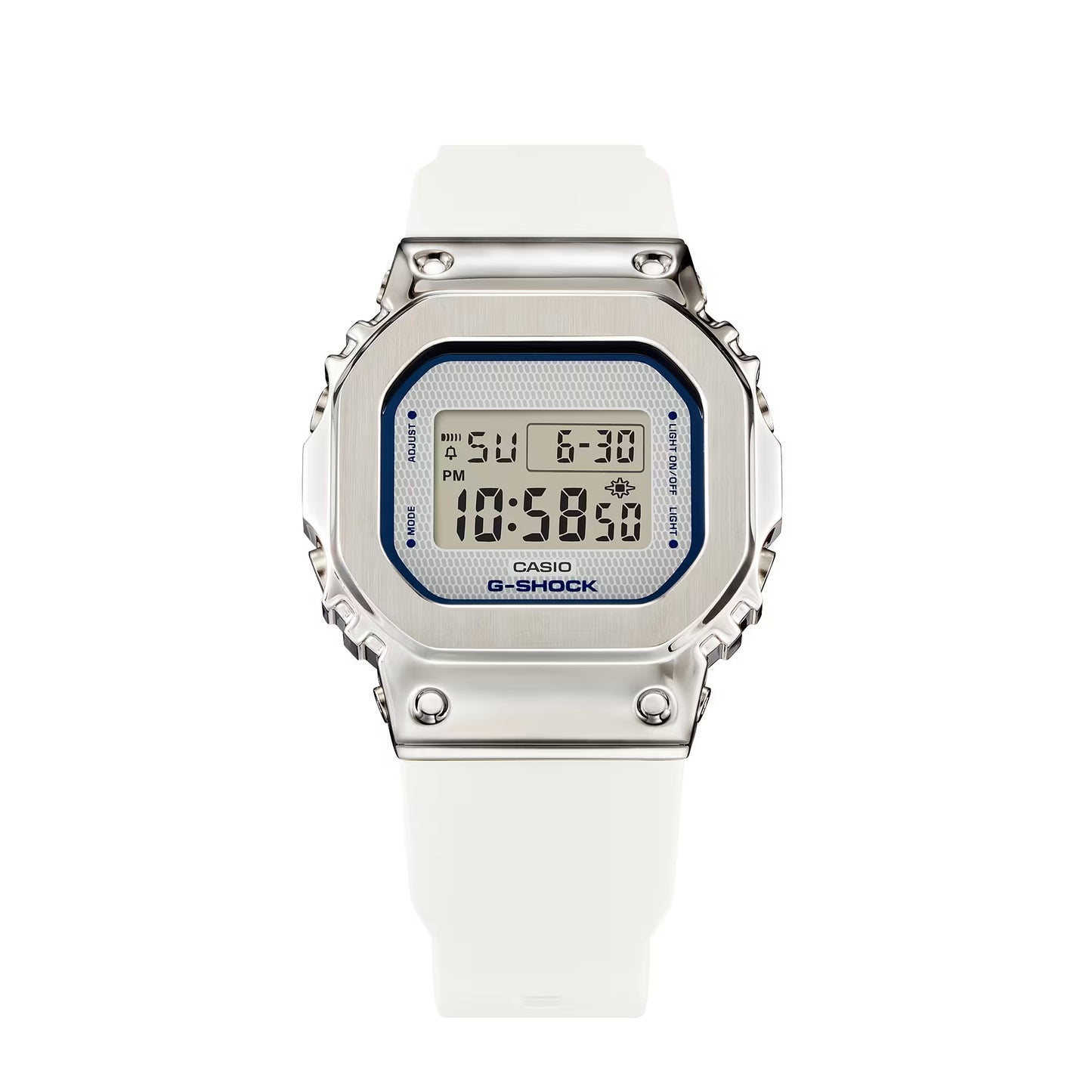 CASIO G-SHOCK GM-S5600LC-7 STEEL BEZEL COMPACT SILVER/WHITE DIGITAL WATCH