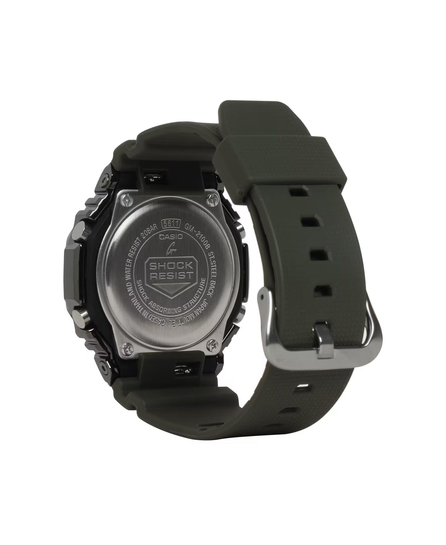 CASIO G-SHOCK GM-2100B-3A SILVER/GREEN STEEL BEZEL "CASIOAK" A/D WATCH