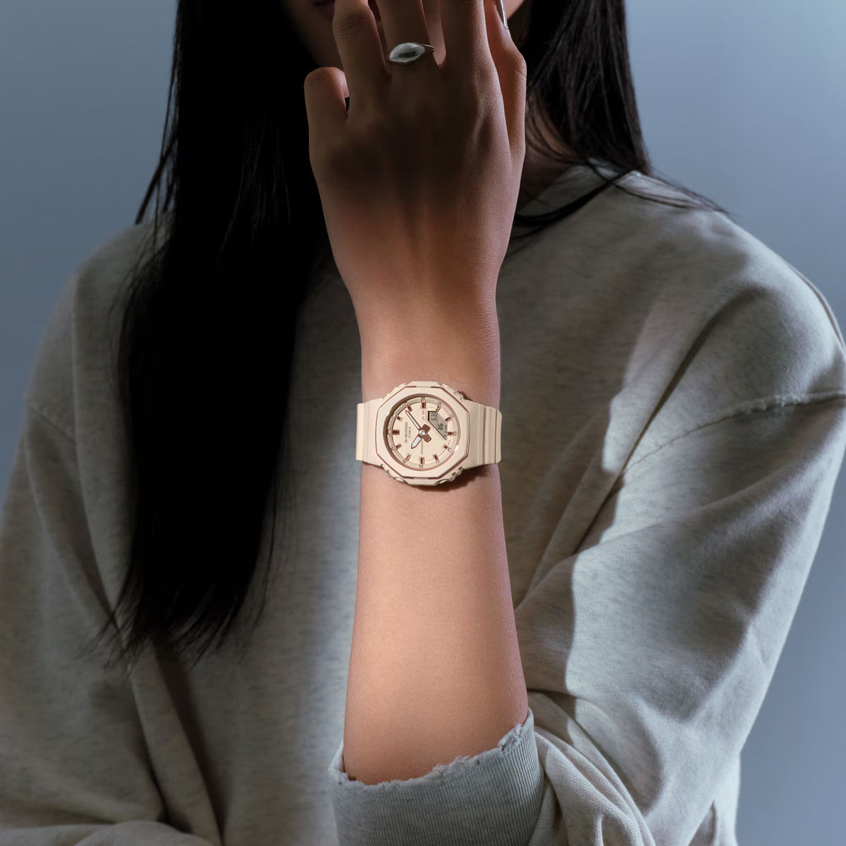 CASIO G-SHOCK GMA-P2110-4A BEIGE PINK METALLIC ACCENTS WOMEN'S WATCH