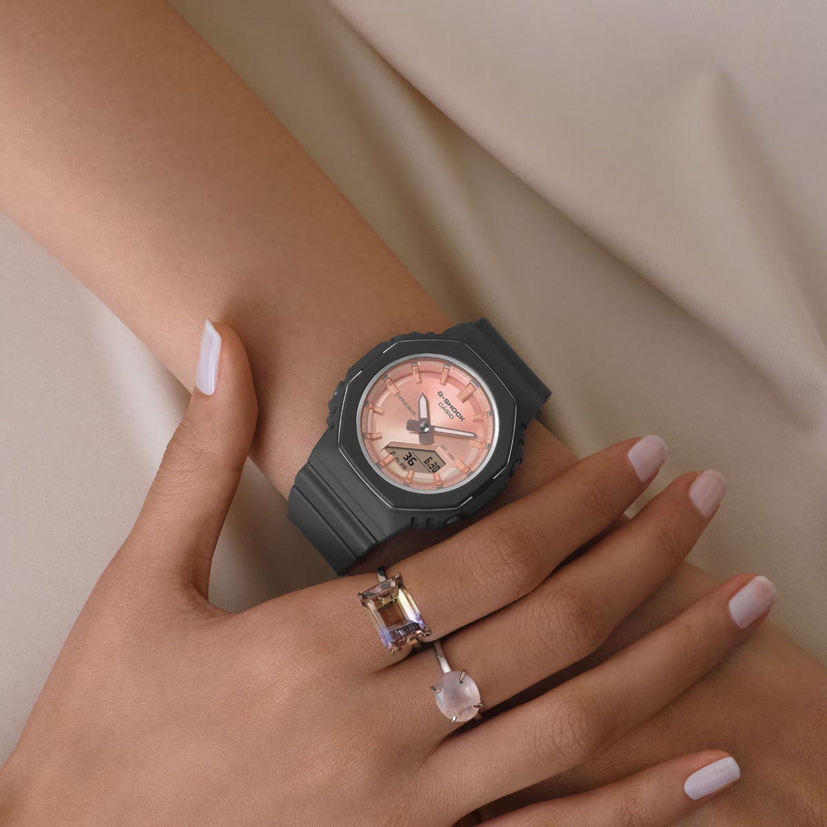 CASIO G-SHOCK GMA-P2110SC-4A PINK DIAL METALLIC ACCENTS WOMEN'S WATCH