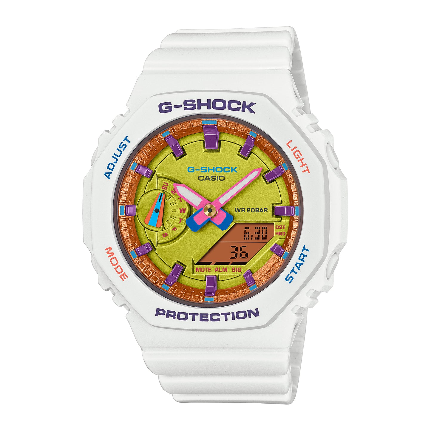 CASIO G-SHOCK GMA-S2100BS-7A "CASIOAK MINI" VIBRANT WHITE A/D WATCH