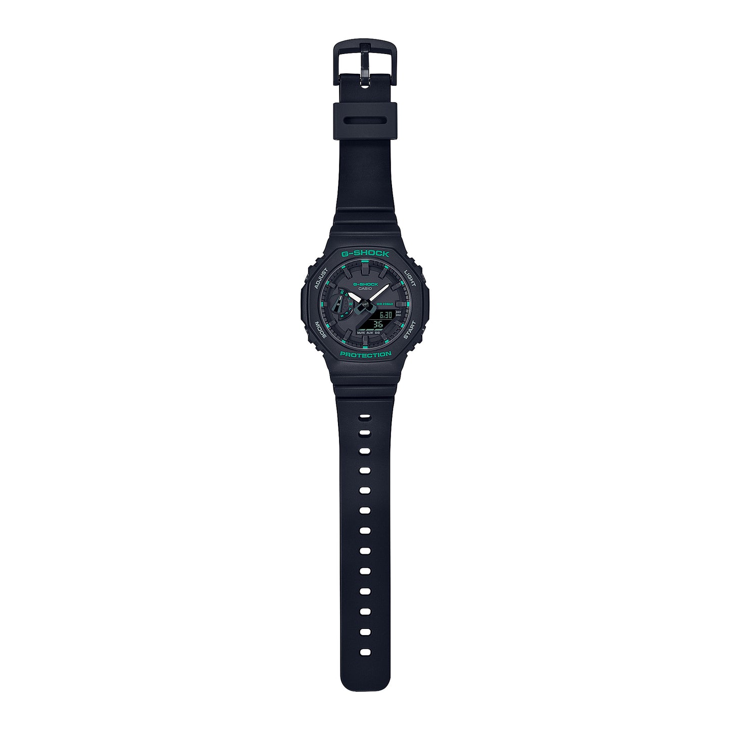 CASIO G-SHOCK GMA-S2100GA-1A "CASIOAK MINI" BLACK/TEAL A/D WATCH