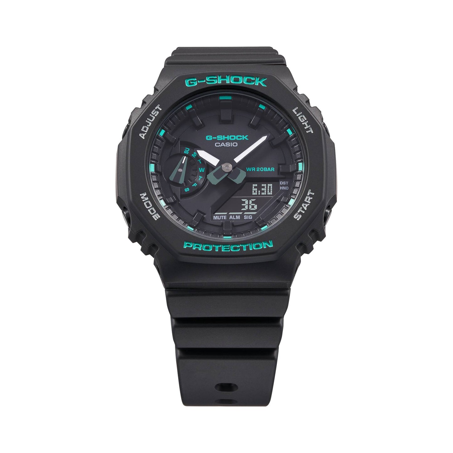 CASIO G-SHOCK GMA-S2100GA-1A "CASIOAK MINI" BLACK/TEAL A/D WATCH