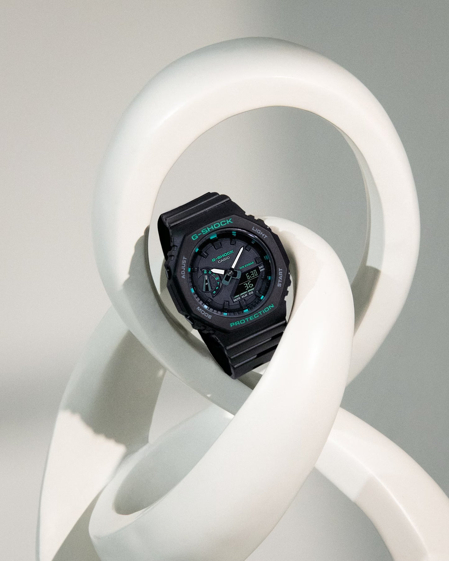 CASIO G-SHOCK GMA-S2100GA-1A "CASIOAK MINI" BLACK/TEAL A/D WATCH