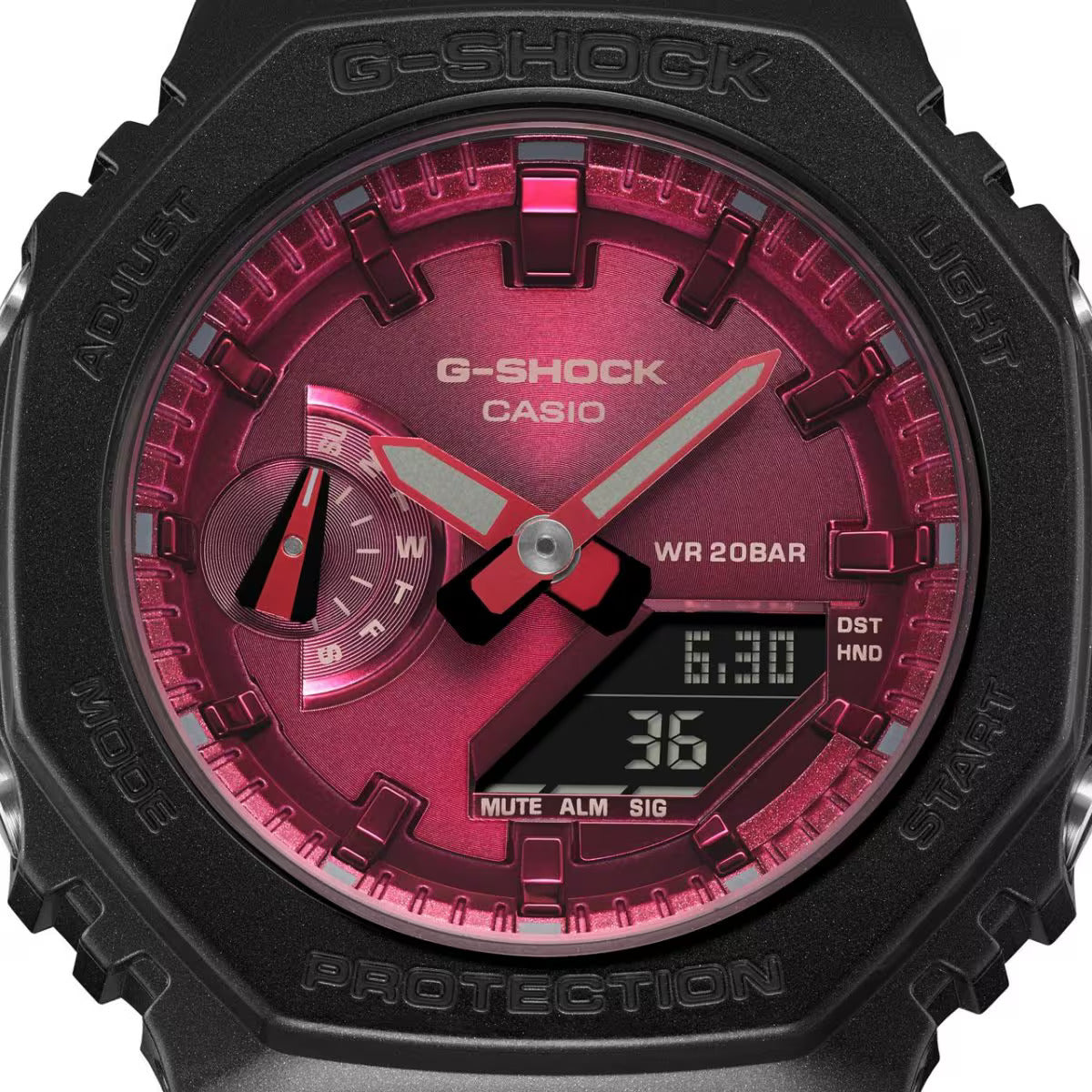 CASIO G-SHOCK GMA-S2100RB-1A "CASIOAK MINI" BURGUNDY DIAL A/D WATCH