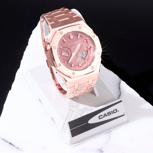 Casio GMA-S2100 G-Shock Watch – Rose Gold w/ Bracelet Mod – Pink Dial