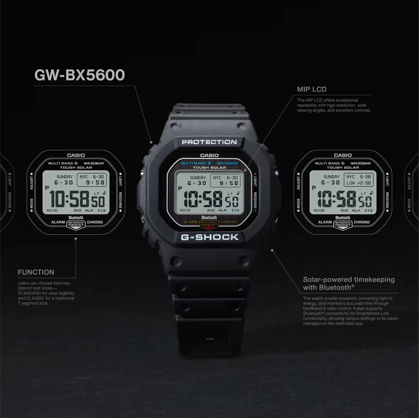 CASIO G-SHOCK GW-BX5600-1 MIP SOLAR BLUETOOTH MB6 DIGITAL WATCH