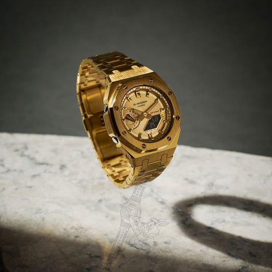 Custom GA2100 Watch – “Casioak” Style Full Gold Tone | G-Shock Base Model