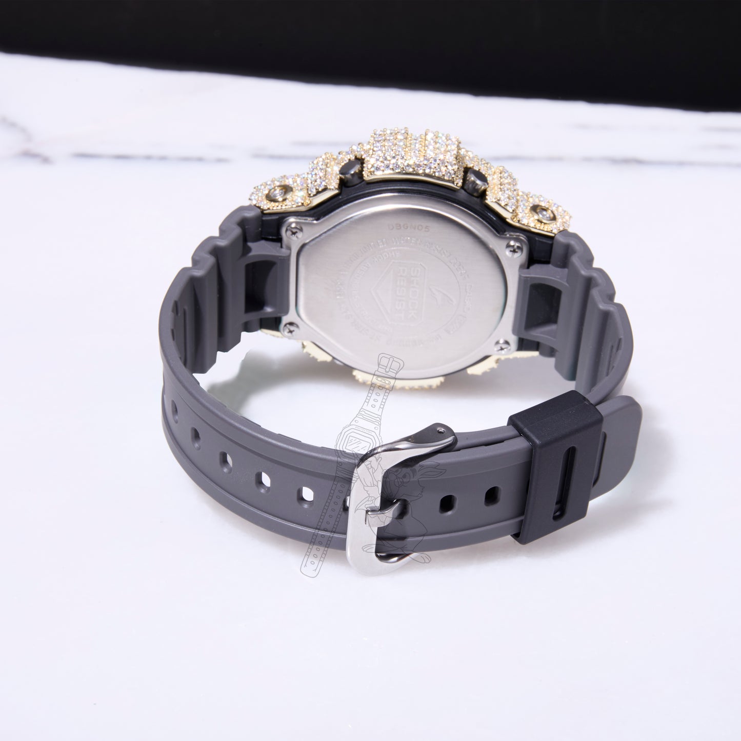 Casio G-Shock DW6900 White Iced Out Moissanite Mod D Color VVS Men's Watch