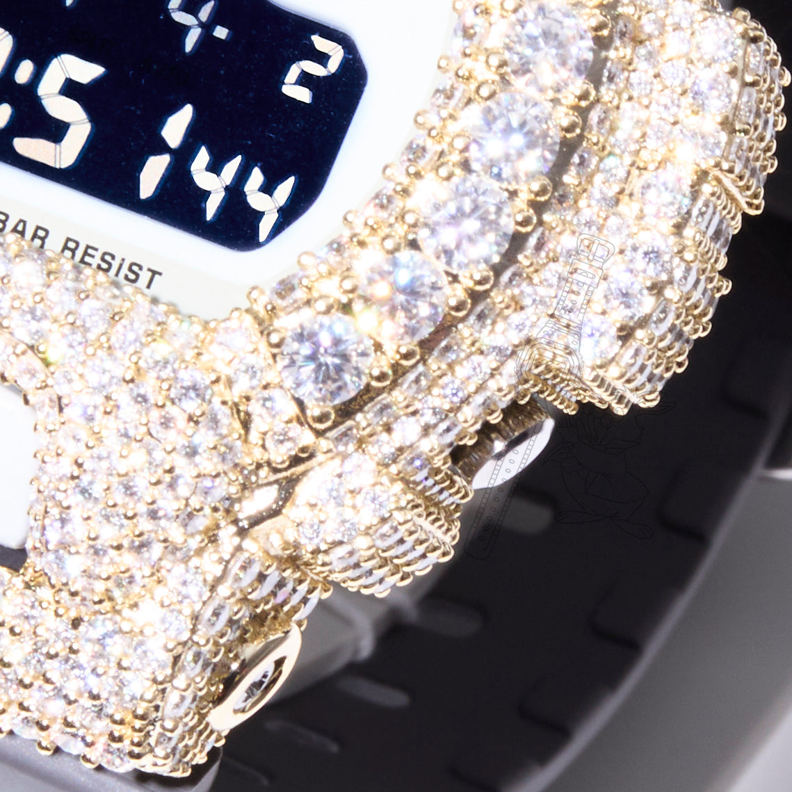 Casio G-Shock DW6900 White Iced Out Moissanite Mod D Color VVS Men's Watch