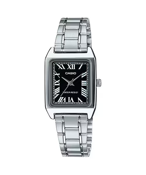 CASIO LTP-V007D-1B LTPV007 SILVER / BLACK DIAL WOMEN'S QUARTZ WATCH