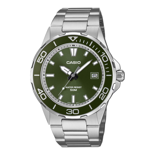 CASIO MTD-145D-3AV MTD-145D-3A GREEN DIAL QUARTZ DIVERS WATCH