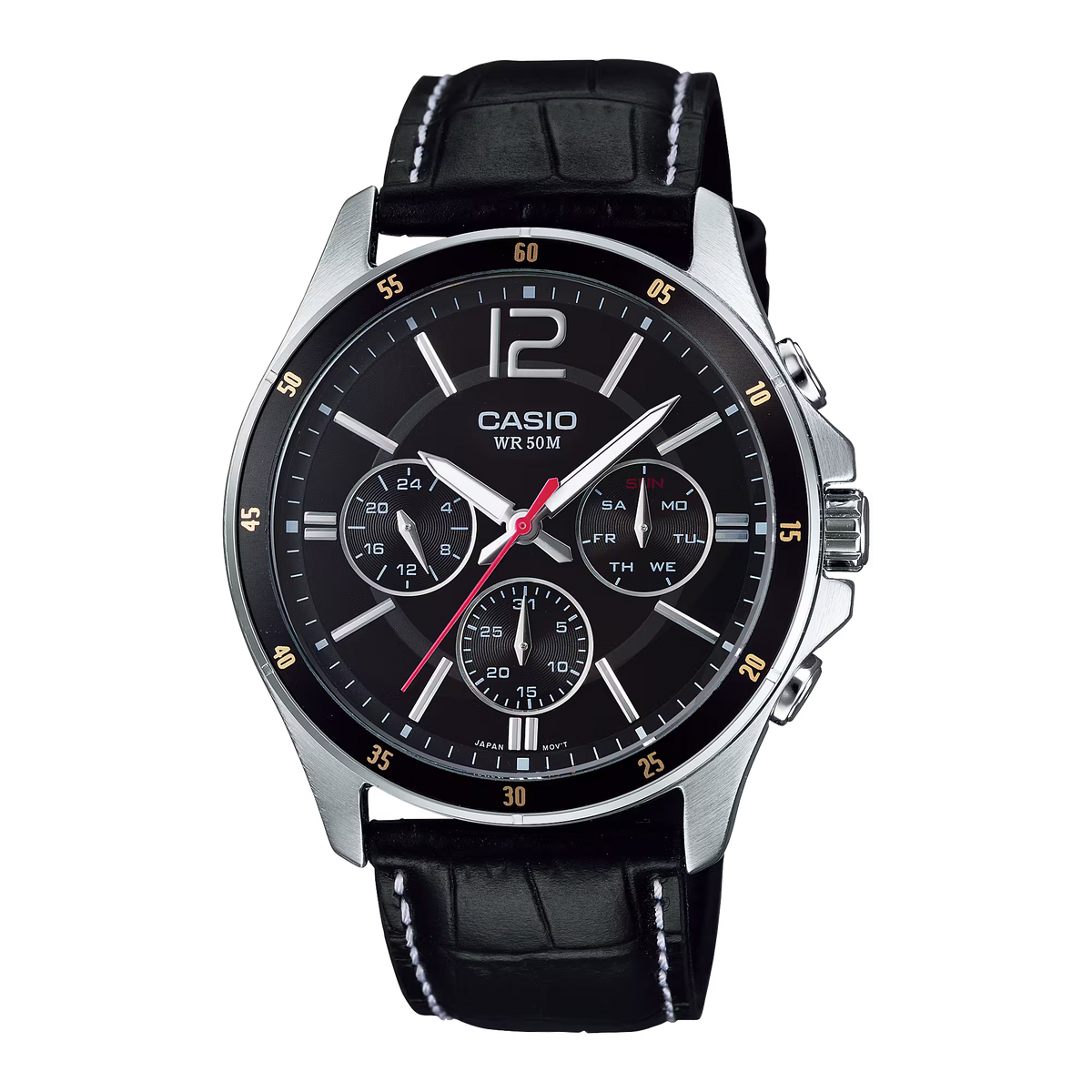 CASIO MTP-1374L-1AV BLACK LEATHER BAND QUARTZ ANALOG WATCH