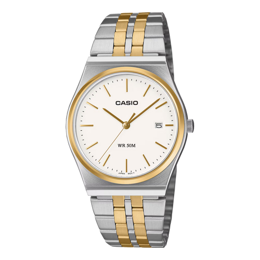 CASIO MTP-B145SG-7AV TWO-TONE WHITE DIAL 35MM QUARTZ ANALOG WATCH
