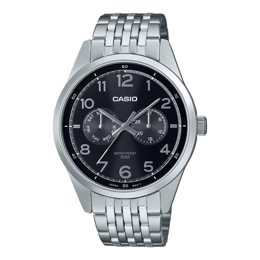 CASIO MTP-E340D-1AV BLACK DIAL DAY / DATE SUB-DIAL QUARTZ ANALOG WATCH