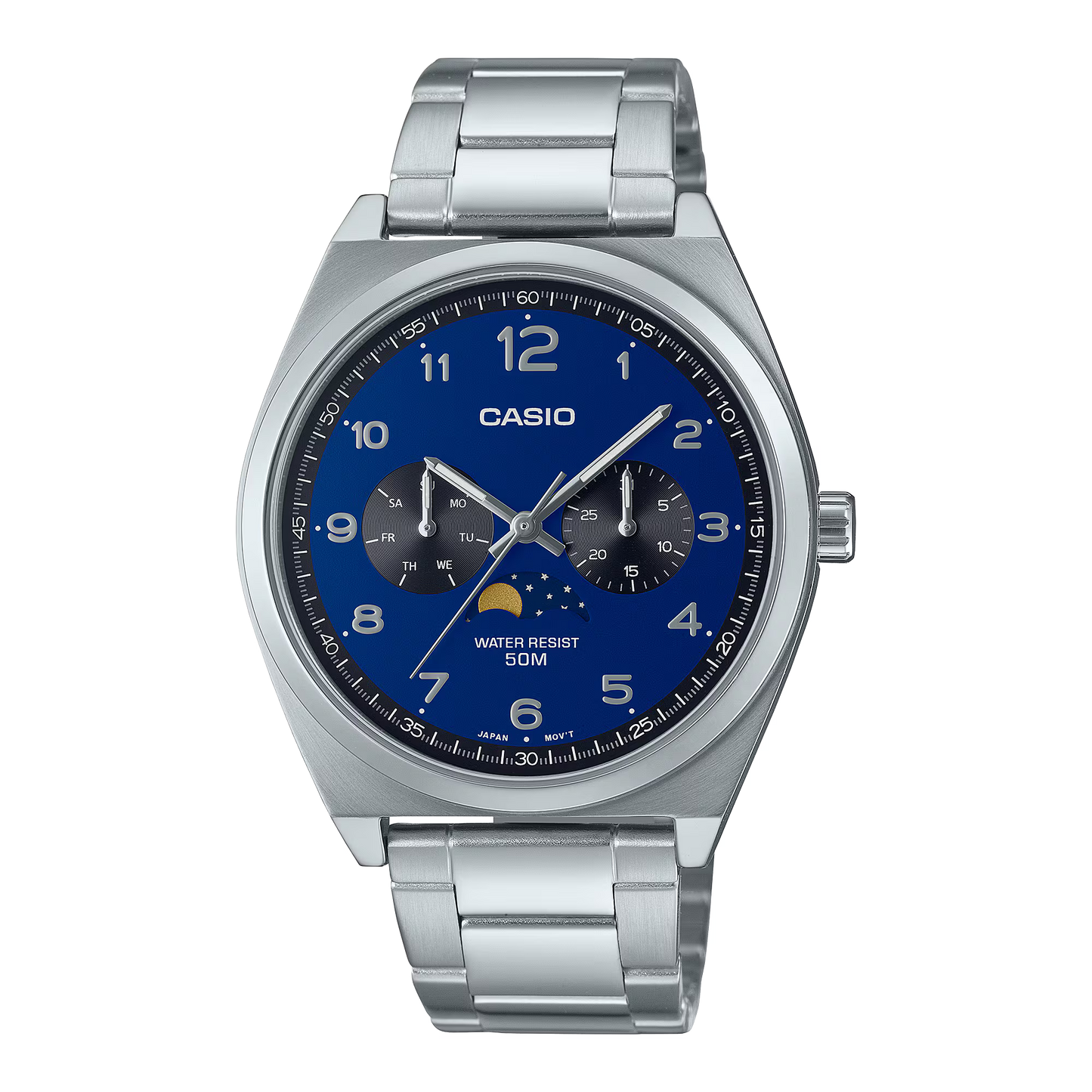 CASIO MTP-M300D-2AV MOONPHASE QUARTZ ANALOG BLUE DIAL WATCH