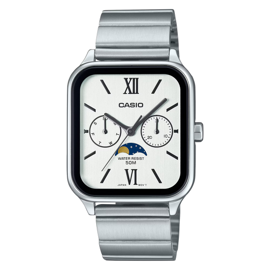 CASIO MTP-M305D-7A2V MOONPHASE QUARTZ ANALOG WHITE DIAL WATCH
