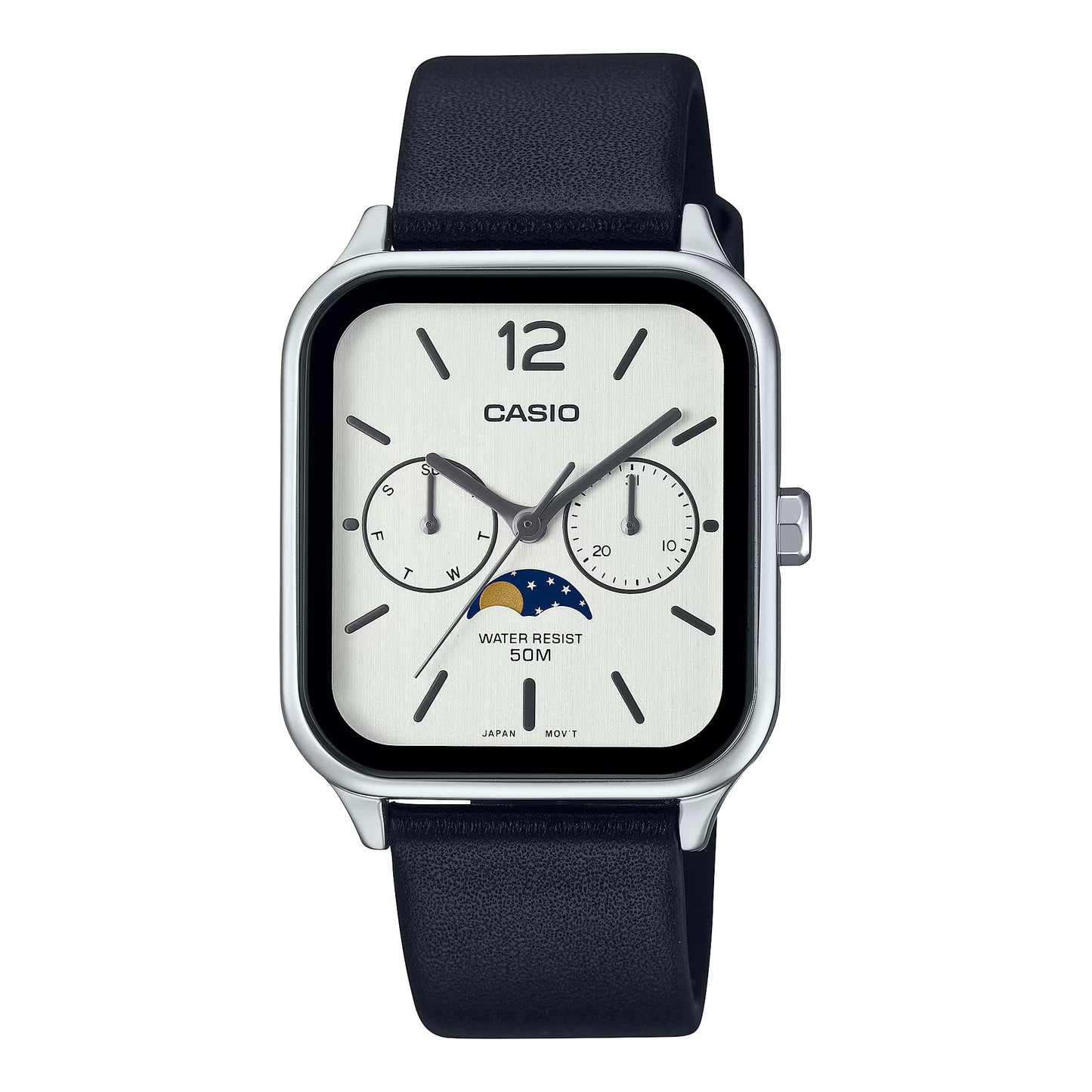 CASIO  MTP-M305L-7AV MOONPHASE QUARTZ ANALOG WHITE DIAL WATCH