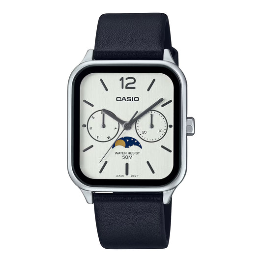 CASIO  MTP-M305L-7AV MOONPHASE QUARTZ ANALOG WHITE DIAL WATCH