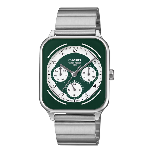 CASIO MTP-M307D-3BV NEW QUARTZ ANALOG GREEN DIAL MEN'S WATCH