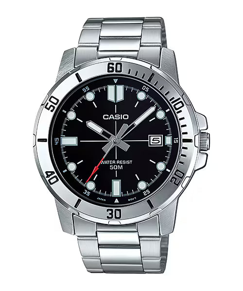 CASIO MTP-VD01D-1EV BLACK DIAL STEEL BAND QUARTZ MEN'S WATCH