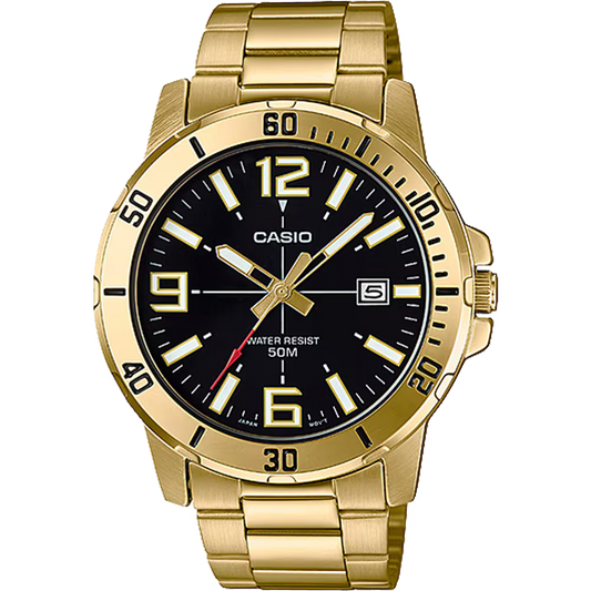 CASIO MTPVD01G-1BV BLACK DIAL GOLD TONE QUARTZ MEN'S WATCH