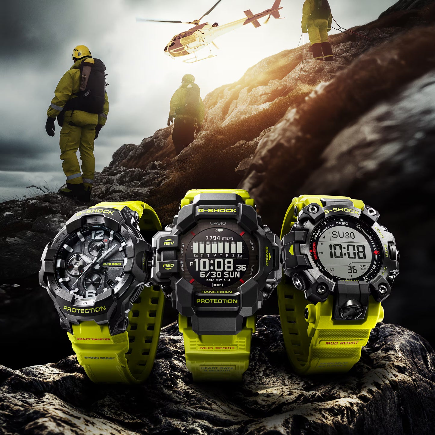 CASIO G-SHOCK GRB300RY-1A9 NEW GRAVITYMASTER SOLAR / BT RESCUE YELLOW MENS WATCH