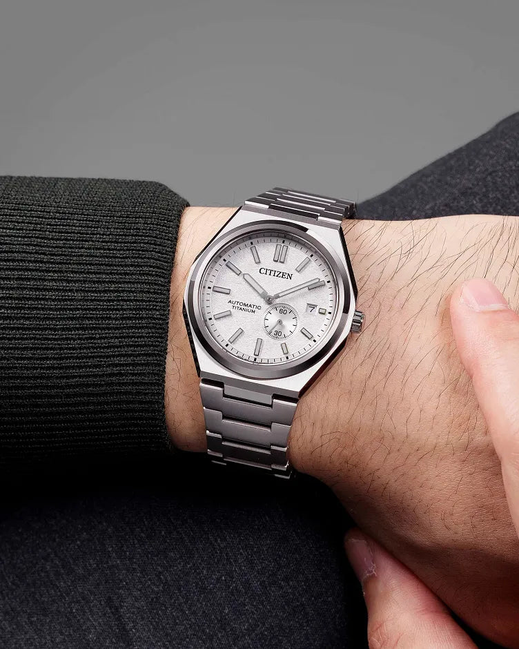 CITIZEN NJ0180-80A "ZENSHIN" AUTOMATIC SUPER TITANIUM WHITE DIAL WATCH