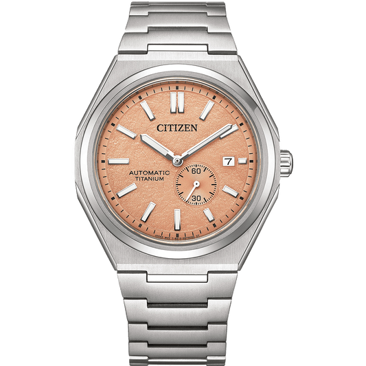 CITIZEN NJ0180-80Z "ZENSHIN" AUTOMATIC SUPER TITANIUM SALMON DIAL WATCH