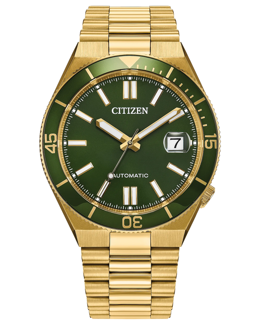 CITIZEN NJ0232-53X "TSUYOSA SHORE" GOLD TONE GREEN DIAL MEN'S WATCH