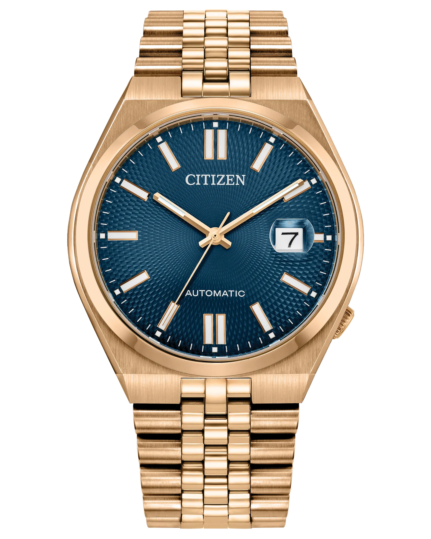 CITIZEN NK0023-57L "TSUYOSA 60" ROSE GOLD TONED BLUE DIAL MENS WATCH