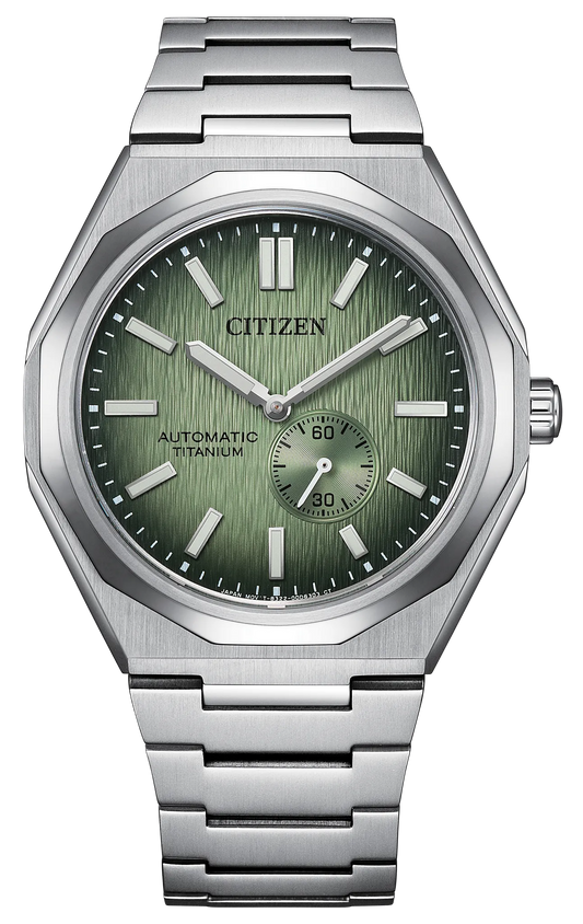 CITIZEN NK5020-58X "ZENSHIN 60" AUTOMATIC TITANIUM GREEN DIAL WATCH