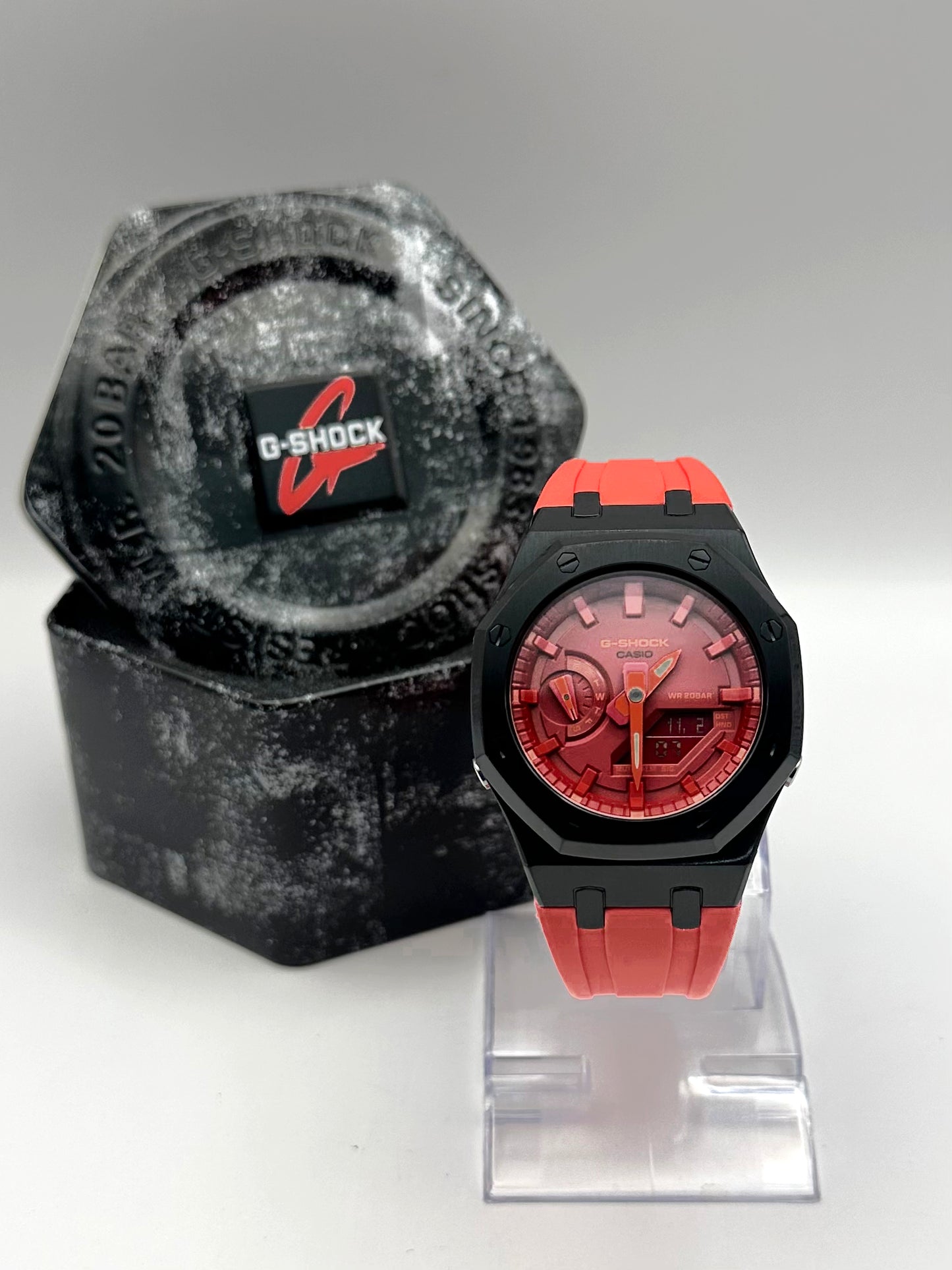 CASIOAK RED / BLACK PVD G-SHOCK MOD GA2100 GA-2100 MEN’S WATCH