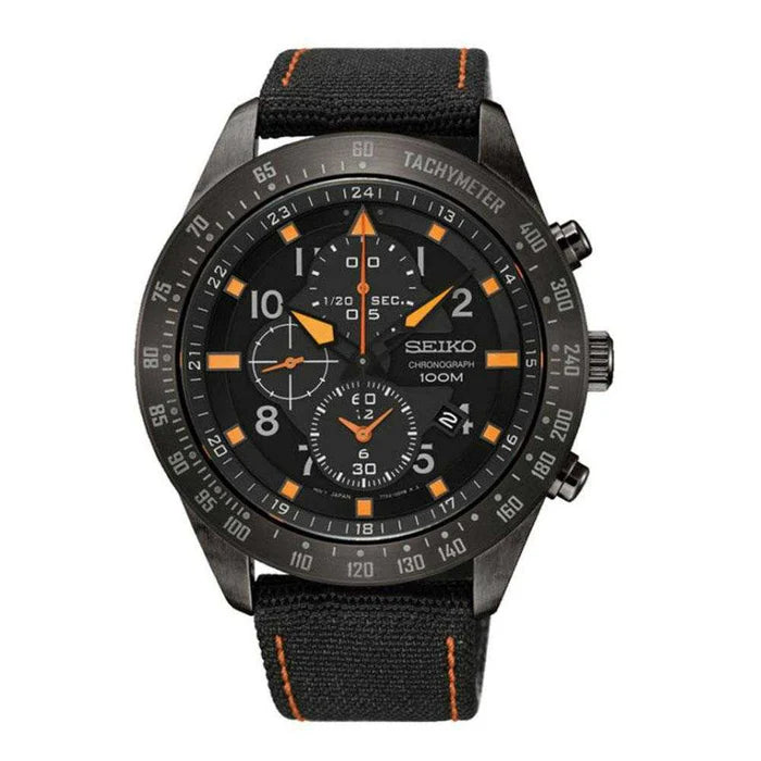 SEIKO CRITERIA SNDH45P1 SNDH45 BLACK/ORANGE CHRONOGRAPH WATCH