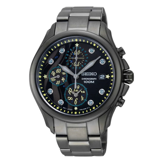 SEIKO CRITERIA SNDX67P1 SNDX67 QUARTZ CHRONOGRAPH BLACK DIAL 38MM WATCH