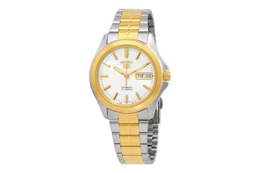 SEIKO 5 SNKK94K1 AUTOMATIC TWO-TONE WHITE DIAL MEN'S WATCH